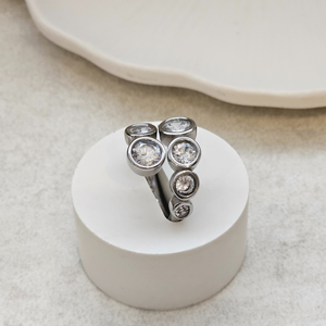 Solitaire Diamond Crossover Ring Silver | Waterproof Jewellery