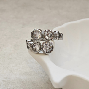 Solitaire Diamond Crossover Ring Silver | Waterproof Jewellery