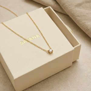 Gold Solitaire Diamond Necklace I Dainty Diamond Necklace I Safana Jewellery