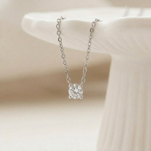 Solitaire Diamond Necklace Silver I Bridal Wedding Necklace I Safana Jewellery
