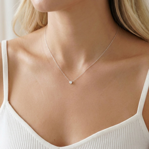 Solitaire Diamond Necklace Silver I Bridal Wedding Necklace I Safana Jewellery