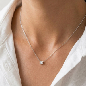 Solitaire Diamond Necklace Silver I Bridal Wedding Necklace I Safana Jewellery