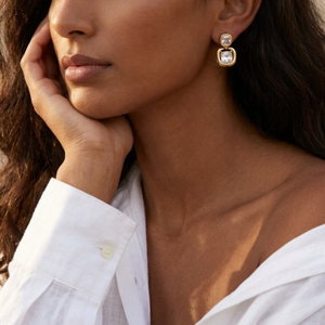 Square Crystal Drop Earrings I Layering Jewellery I Non Tarnish Jewellery