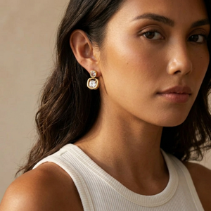 Square Crystal Drop Earrings I Layering Jewellery I Non Tarnish Jewellery