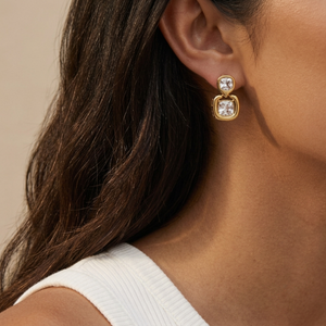 Square Crystal Drop Earrings I Layering Jewellery I Non Tarnish Jewellery