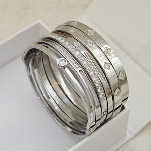 Solitaire Diamond Bangle Silver