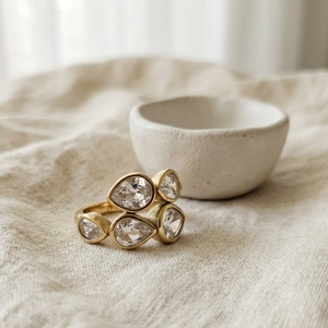 Diamond Crossover Ring I Non Tarnish Waterproof Ring I Safana Jewellery