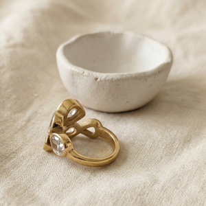 Diamond Crossover Ring I Non Tarnish Waterproof Ring I Safana Jewellery