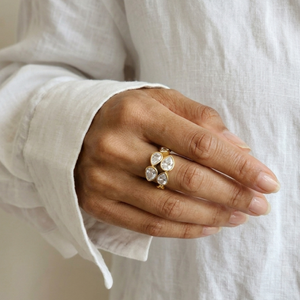 Diamond Crossover Ring I Non Tarnish Waterproof Ring I Safana Jewellery