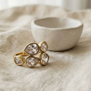Diamond Crossover Ring I Non Tarnish Waterproof Ring I Safana Jewellery