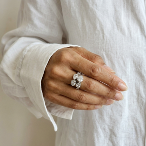 Teardrop Diamond Crossover Ring Silver | Waterproof Jewellery