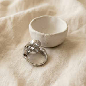 Teardrop Diamond Crossover Ring Silver | Waterproof Jewellery