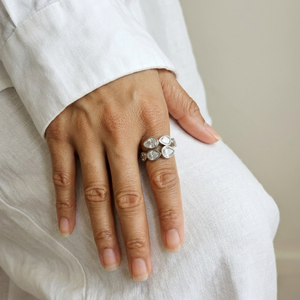Teardrop Diamond Crossover Ring Silver | Waterproof Jewellery