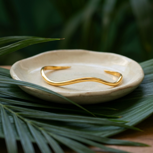 Thin Wave Bangle Gold | Waterproof Non Tarnish Jewellery I Layering Jewellery