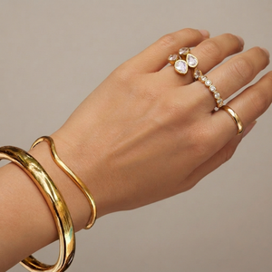 Thin Wave Bangle Gold | Waterproof Non Tarnish Jewellery I Layering Jewellery