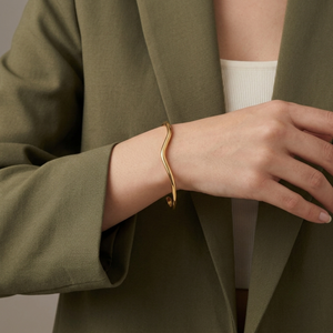 Thin Wave Bangle Gold | Waterproof Non Tarnish Jewellery I Layering Jewellery