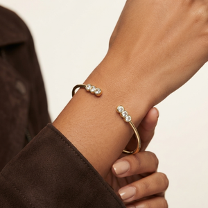 Triple Bezel Cuff Bangle I Layering Gold Jewellery I Tarnish Free