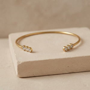 Triple Bezel Cuff Bangle I Layering Gold Jewellery I Tarnish Free