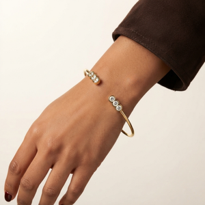 Triple Bezel Cuff Bangle I Layering Gold Jewellery I Tarnish Free