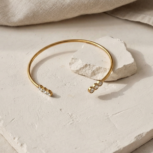 Triple Bezel Cuff Bangle I Layering Gold Jewellery I Tarnish Free