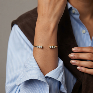 Triple Bezel Cuff Bangle I Layering Gold Jewellery I Tarnish Free