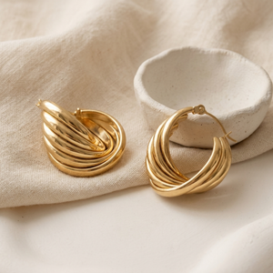 Twisted Hoops I Non Tarnish Gold Hoops I Safana Jewellery