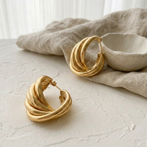 Twisted Hoops I Non Tarnish Gold Hoops I Safana Jewellery