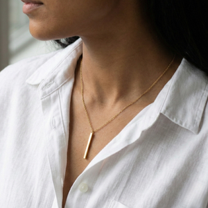 Vertical Gold Bar Necklace | Waterproof Jewellery