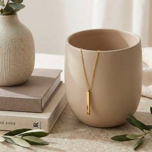 Vertical Gold Bar Necklace | Waterproof Jewellery
