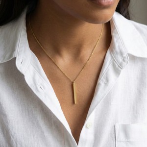 Vertical Gold Bar Necklace | Waterproof Jewellery

