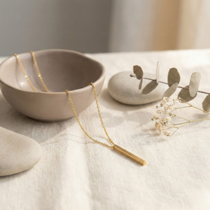 Vertical Gold Bar Necklace | Waterproof Jewellery
