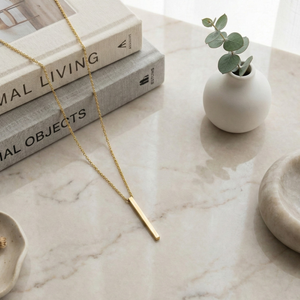 Vertical Gold Bar Necklace | Waterproof Jewellery
