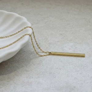 Vertical Gold Bar Necklace | Waterproof Jewellery
