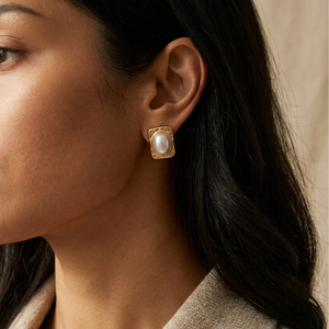 Vintage Pearl Earrings | Gold Pearl Studs | Waterproof Jewellery I Minimalist Jewellery