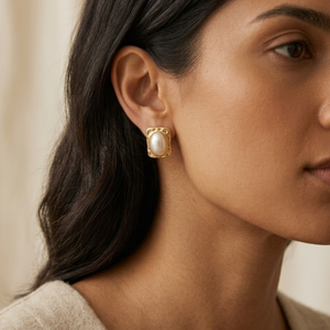 Vintage Pearl Earrings | Gold Pearl Studs | Waterproof Jewellery I Minimalist Jewellery