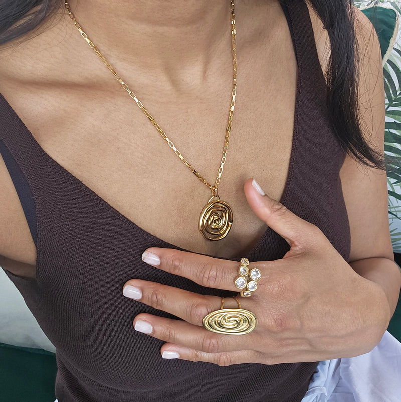  Diamond Crossover Ring | Gold Waterproof Diamond Ring | Safana Jewellery