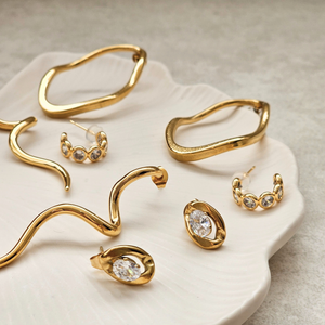 Organic Shaped Hoops Gold | Waterproof Jewellery