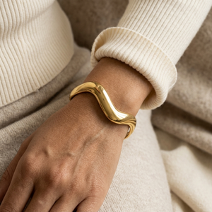 Thick Gold Cuff Bangle I Non Tarnish Stacking Gold Bangle I Safana Jewellery