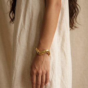 Thick Gold Cuff Bangle I Non Tarnish Stacking Gold Bangle I Safana Jewellery