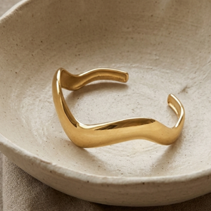Thick Gold Cuff Bangle I Non Tarnish Stacking Gold Bangle I Safana Jewellery