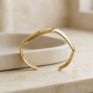 Thick Gold Cuff Bangle I Non Tarnish Stacking Gold Bangle I Safana Jewellery