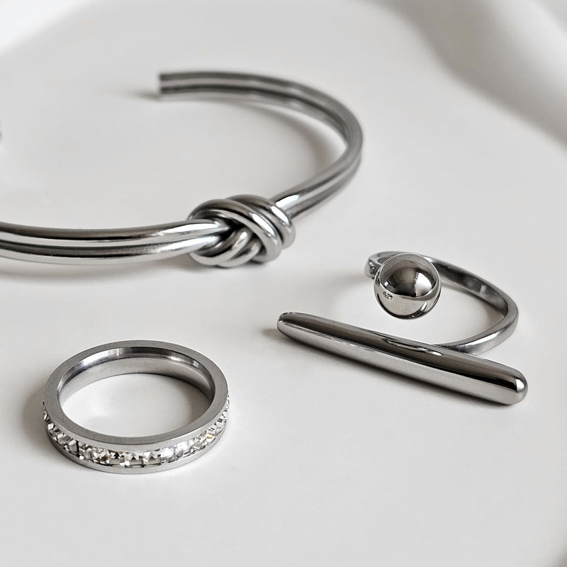 Double Knot Bangle Silver I Non Tarnish Stacking Bangle I Safana Jewellery