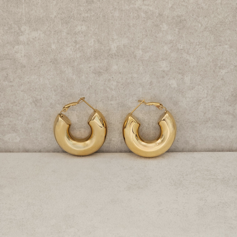 Thick Gold Hoops I Bold Hoops I Minimalist Hoops I Safana Jewellery

