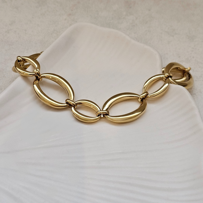 Chunky Oval Link Bracelet | Waterproof Non Tarnish Gold Jewellery