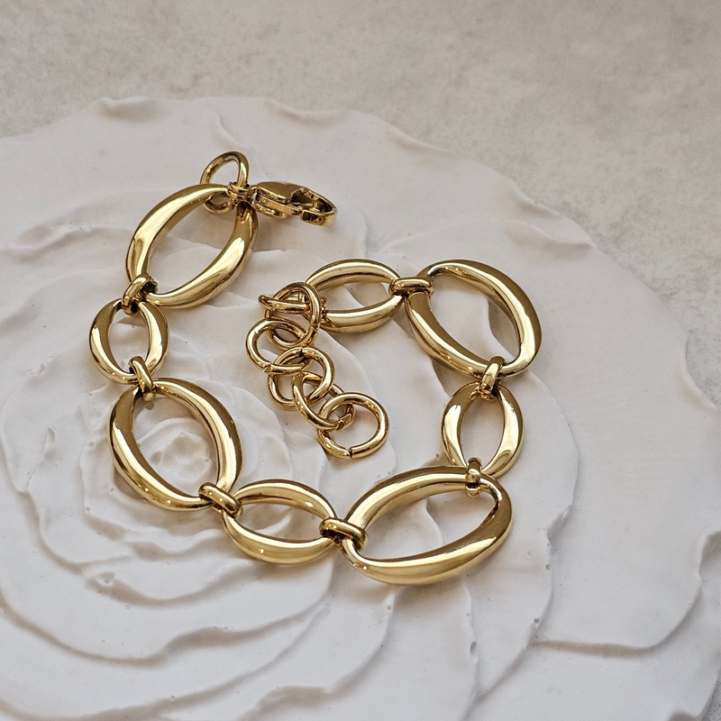 Chunky Oval Link Bracelet | Waterproof Non Tarnish Gold Jewellery