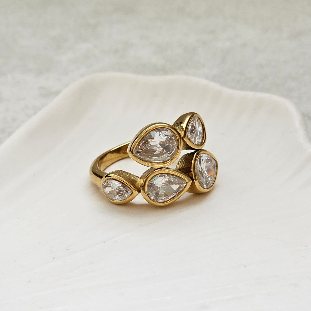 Diamond Crossover Ring I Non Tarnish Waterproof Ring I Safana Jewellery