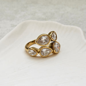 Diamond Crossover Ring I Non Tarnish Waterproof Ring I Safana Jewellery