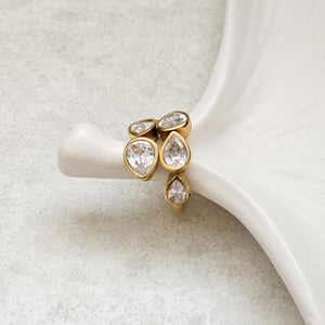 Diamond Crossover Ring I Non Tarnish Waterproof Ring I Safana Jewellery