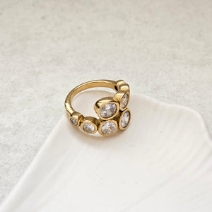 Diamond Crossover Ring | Gold Waterproof Diamond Ring | Safana Jewellery