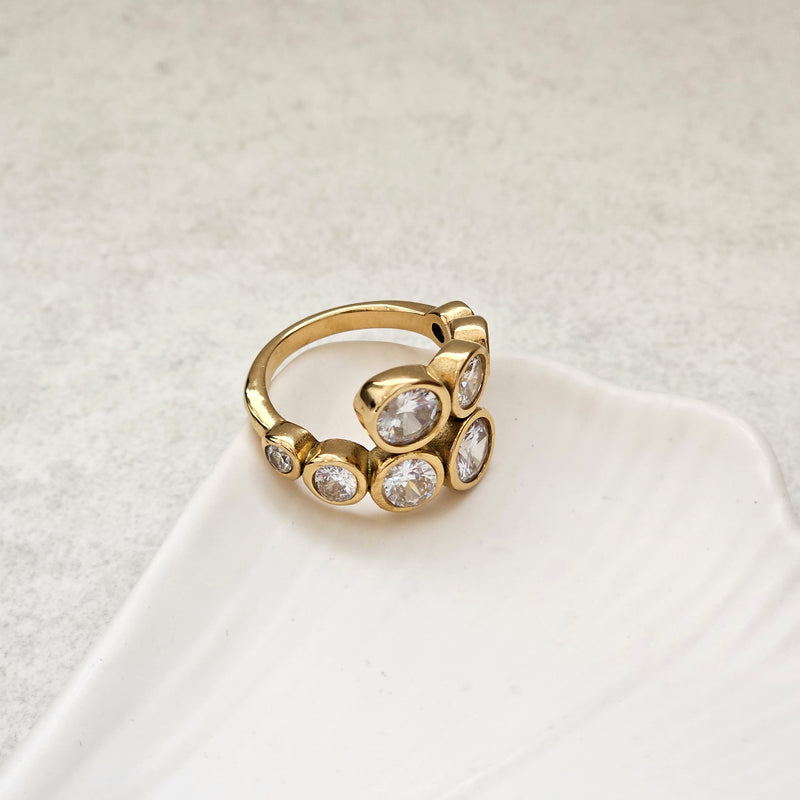 Diamond Crossover Ring | Gold Waterproof Diamond Ring | Safana Jewellery